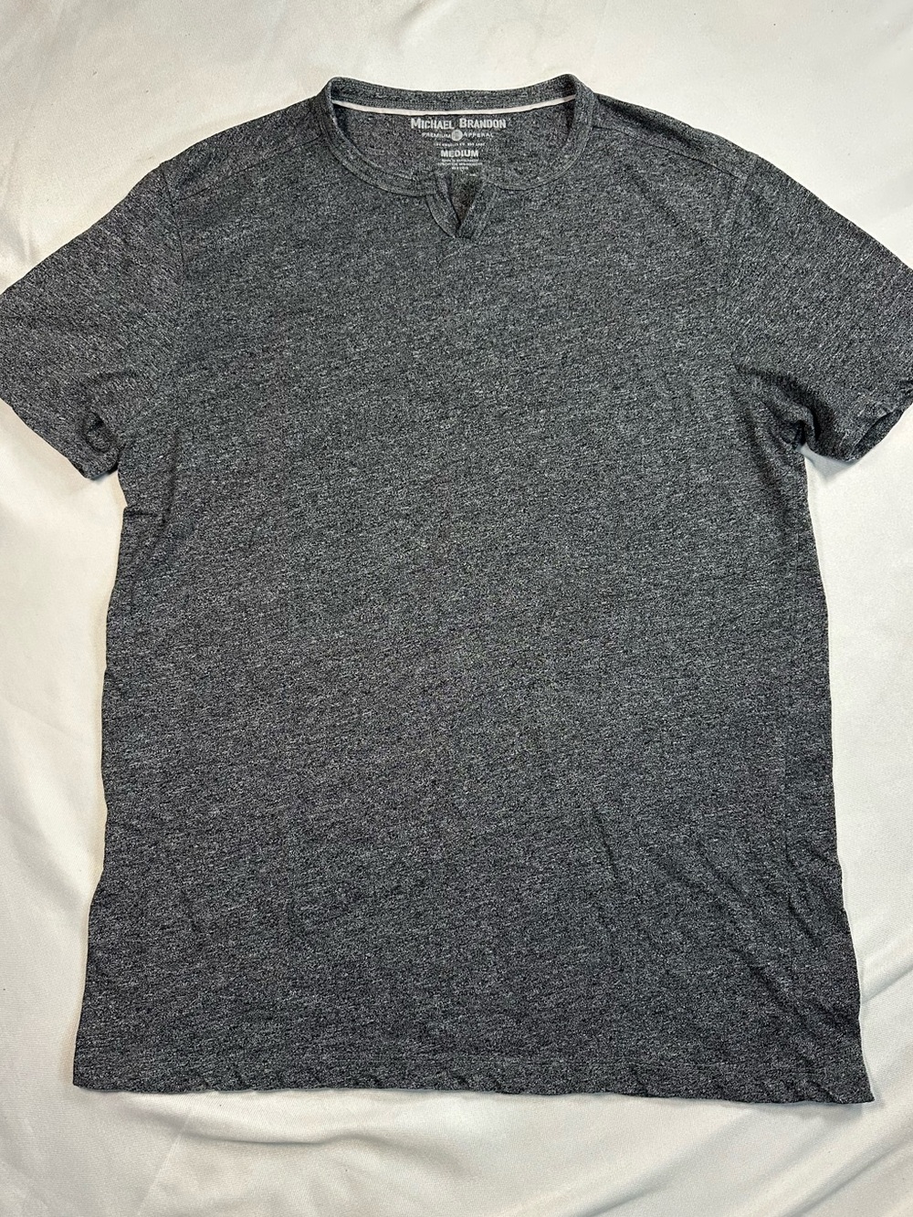 Michael Brandon Charcoal Heather Short Sleeve Notch Tee